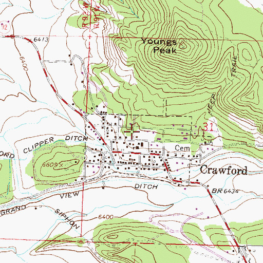 Topographic Map of Town of Crawford, CO