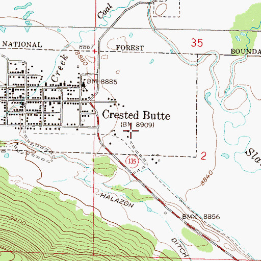 Topographic Map of Town of Crested Butte, CO