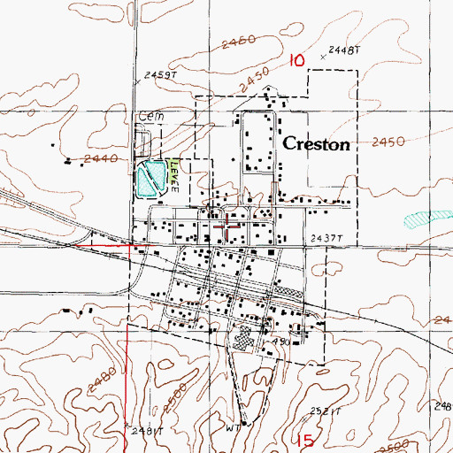 Topographic Map of Town of Creston, WA