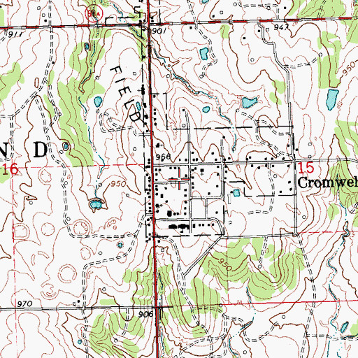 Topographic Map of Town of Cromwell, OK