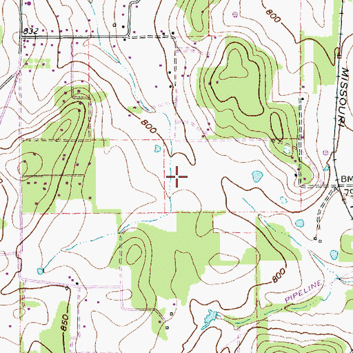 Topographic Map of Town of Cross Timber, TX