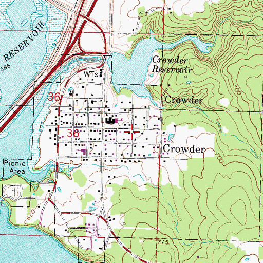 Topographic Map of Town of Crowder, OK