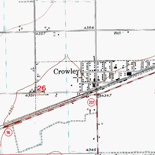 Topographic Map of Town of Crowley, CO