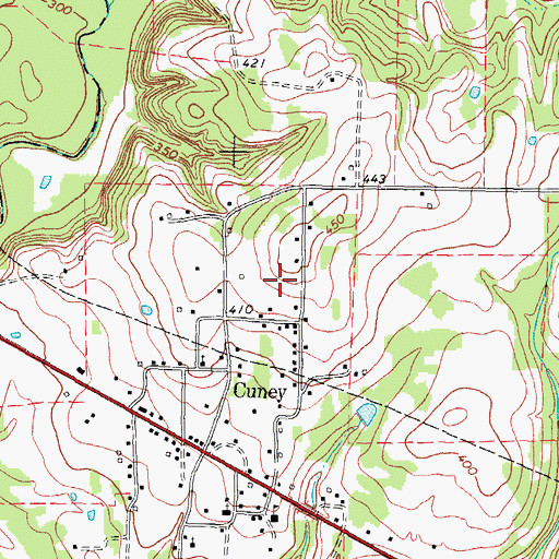 Topographic Map of Town of Cuney, TX