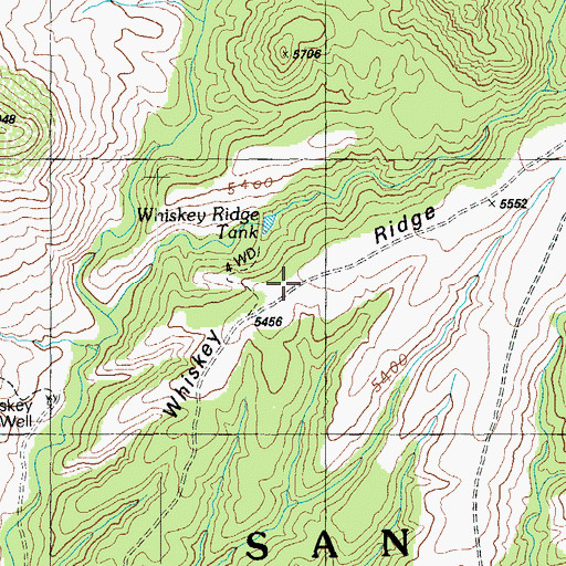 Topographic Map of Whiskey Ridge, AZ