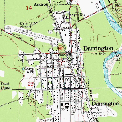 Topographic Map of Town of Darrington, WA