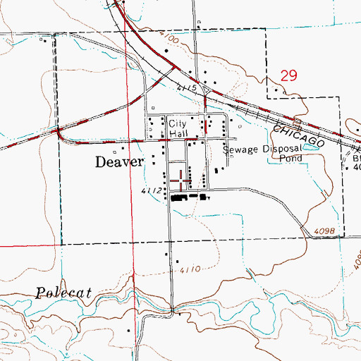 Topographic Map of Town of Deaver, WY