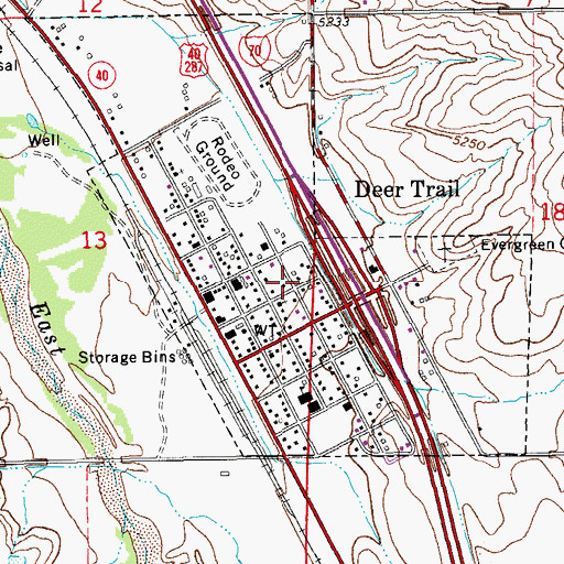 Topographic Map of Town of Deer Trail, CO