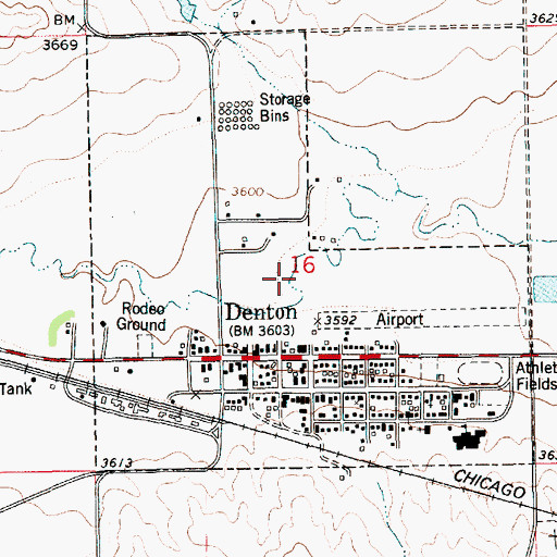Topographic Map of Town of Denton, MT