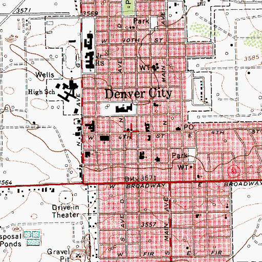 Topographic Map of Town of Denver City, TX