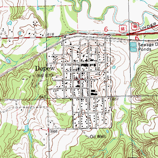 Topographic Map of Town of Depew, OK