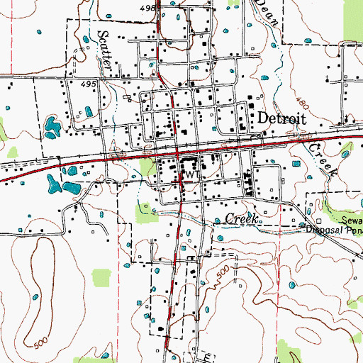 Topographic Map of Town of Detroit, TX