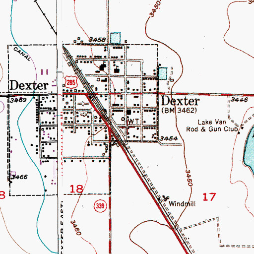 Topographic Map of Town of Dexter, NM
