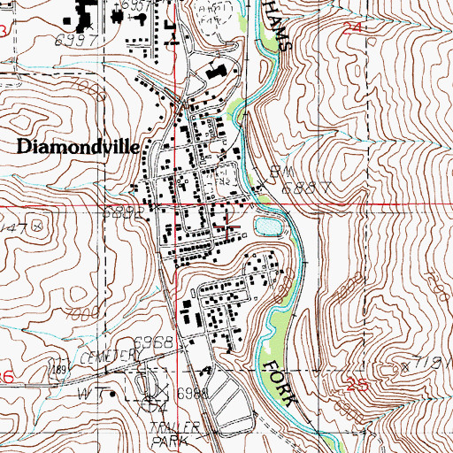 Topographic Map of Town of Diamondville, WY