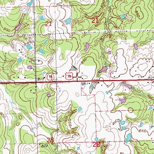 Topographic Map of Town of Dickson, OK