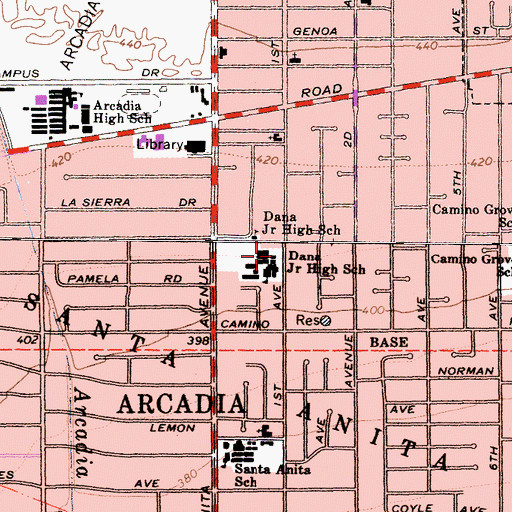 Topographic Map of Richard Henry Dana Middle School, CA