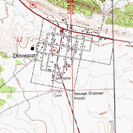 Topographic Map of Town of Dinosaur, CO