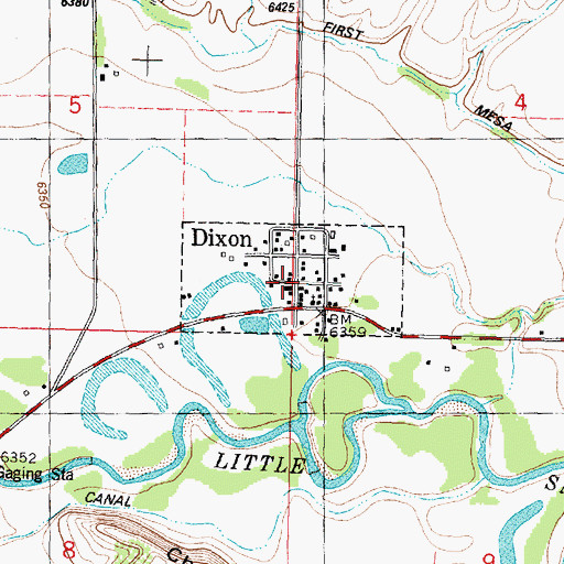 Topographic Map of Town of Dixon, WY