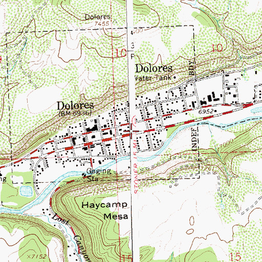 Topographic Map of Town of Dolores, CO