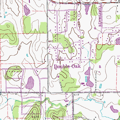 Topographic Map of Town of Double Oak, TX