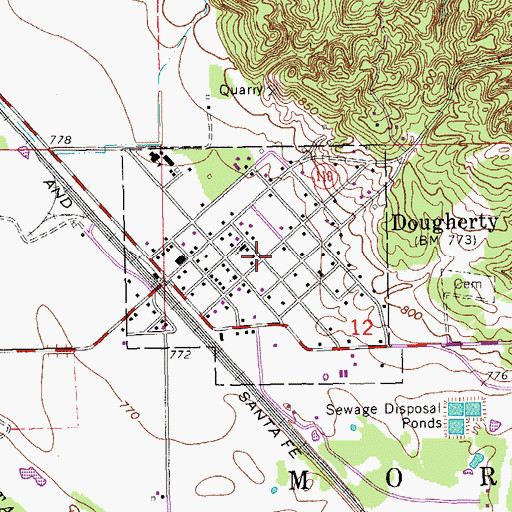 Topographic Map of Town of Dougherty, OK
