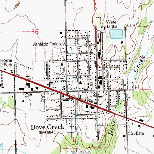 Topographic Map of Town of Dove Creek, CO
