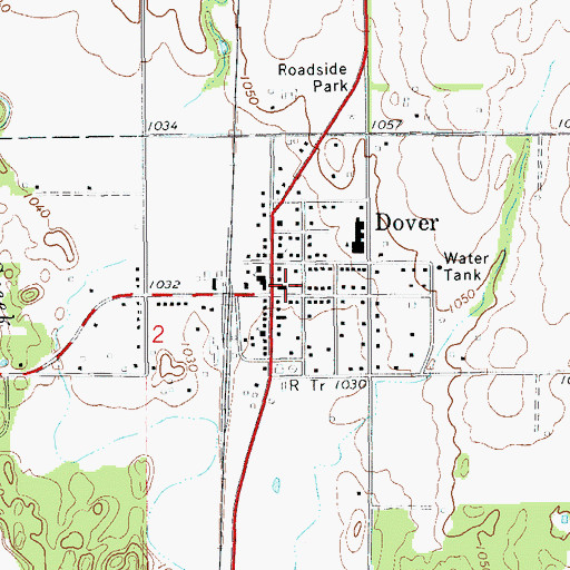 Topographic Map of Town of Dover, OK