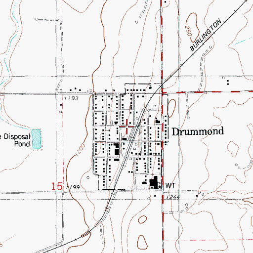 Topographic Map of Town of Drummond, OK