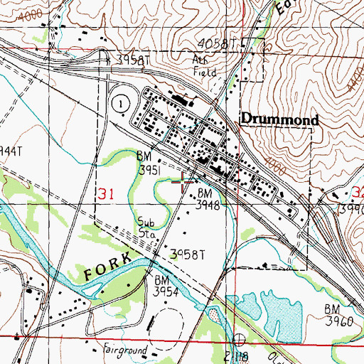 Topographic Map of Town of Drummond, MT