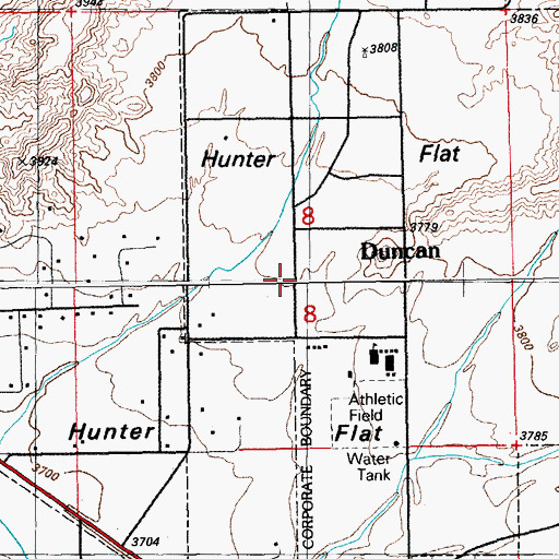 Topographic Map of Town of Duncan, AZ