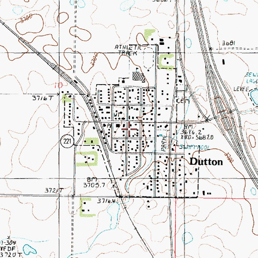 Topographic Map of Town of Dutton, MT