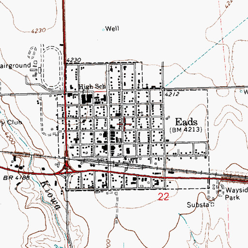 Topographic Map of Town of Eads, CO