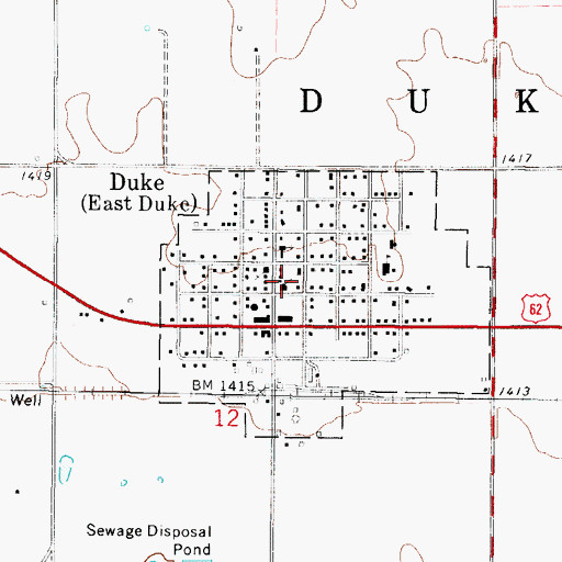 Topographic Map of Town of East Duke, OK