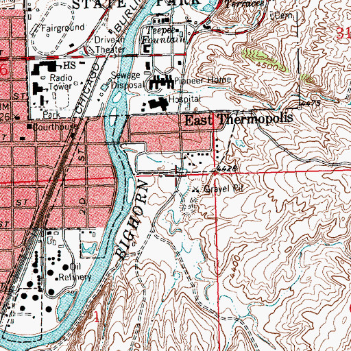 Topographic Map of Town of East Thermopolis, WY