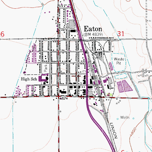 Topographic Map of Town of Eaton, CO