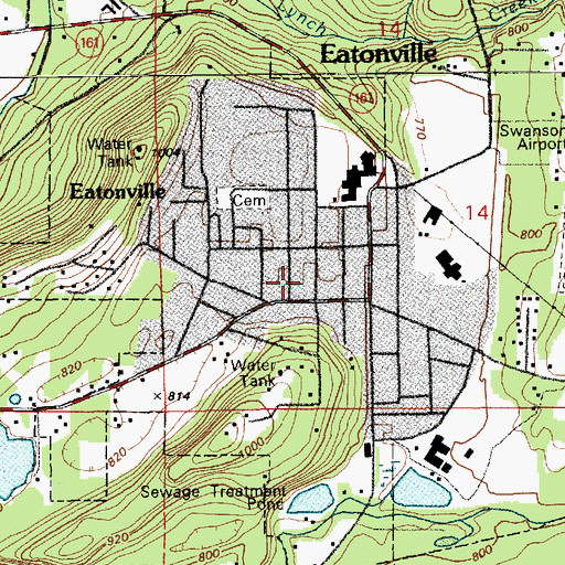 Topographic Map of Town of Eatonville, WA