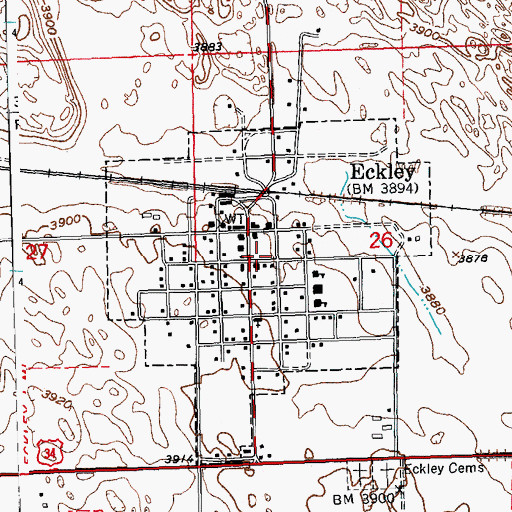 Topographic Map of Town of Eckley, CO