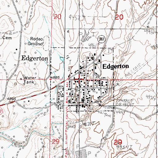 Topographic Map of Town of Edgerton, WY