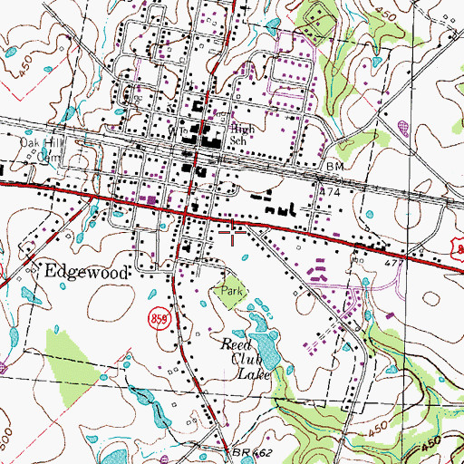Topographic Map of Town of Edgewood, TX