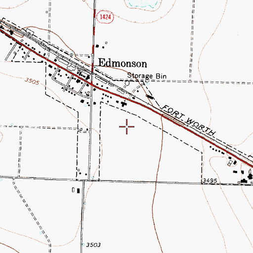 Topographic Map of Town of Edmonson, TX