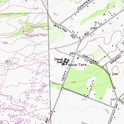 Topographic Map of Dana Elementary School, CA
