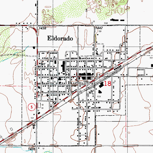 Topographic Map of Town of Eldorado, OK