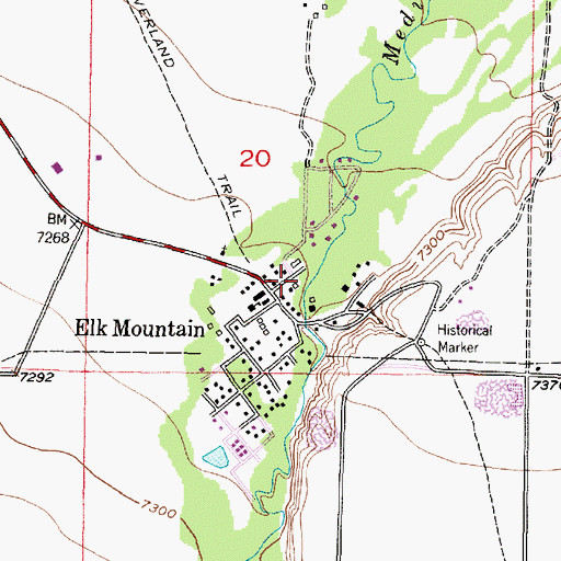 Topographic Map of Town of Elk Mountain, WY