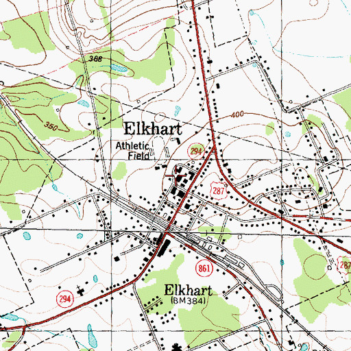 Topographic Map of Town of Elkhart, TX