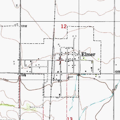 Topographic Map of Town of Elmer, OK