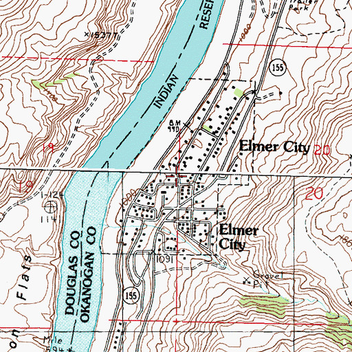 Topographic Map of Town of Elmer City, WA