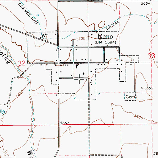 Topographic Map of Town of Elmo, UT