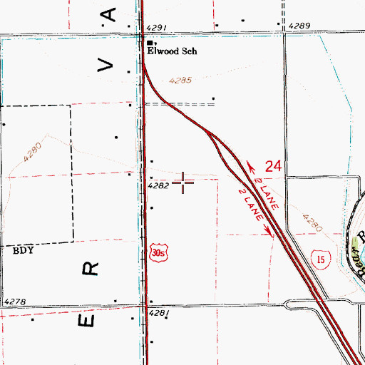 Topographic Map of Town of Elwood, UT