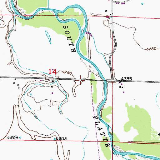 Topographic Map of Town of Platteville, CO
