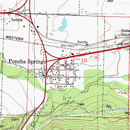 Topographic Map of Town of Poncha Springs, CO